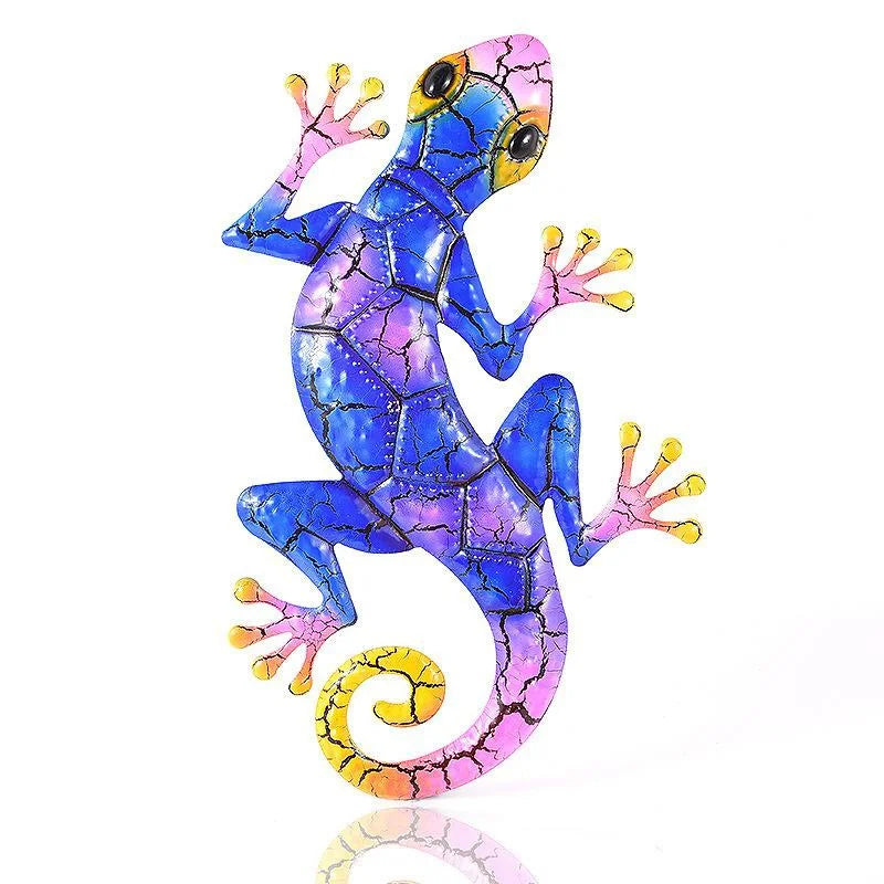 Metal Gecko Yard Garden Decoration for Outdoor Statues Home-Garden Wall Decor Miniature Accessories Sculpture Lizard Ornaments
