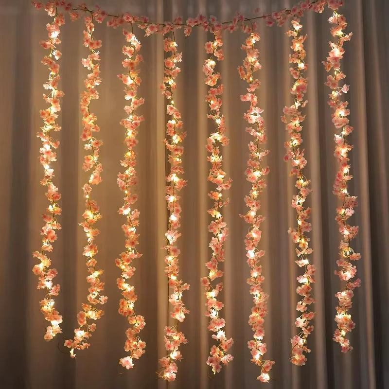 180CM Artificial Sakura Flowers Vine for Wedding Decoration Garden Arch Home Room Decor Party Bridal Fake Silk Outdoor Ornament