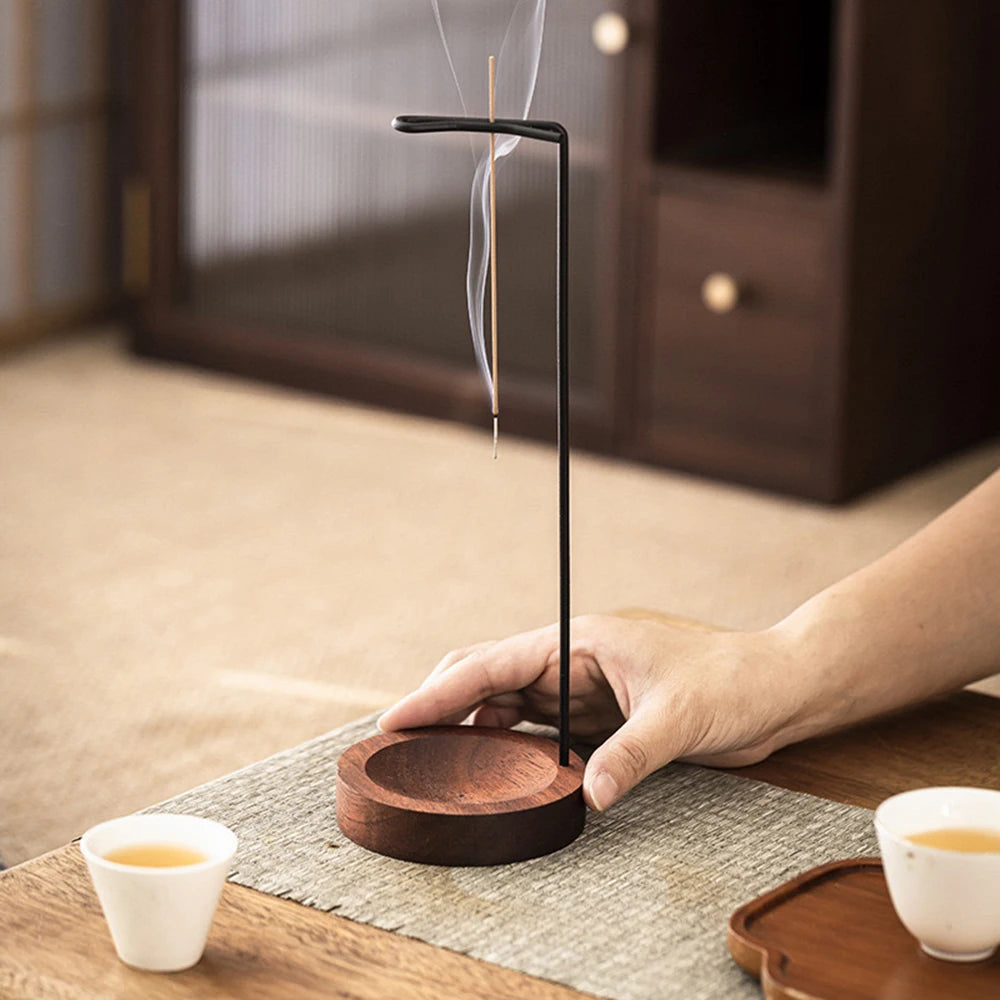 Creative Upside down Incense Burner Incense Stick Holder Wooden round Incense Tray Ornament Bedroom Home Yoga Decoration Crafts