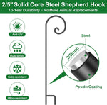Shepherd Hook 48 Inch 5 Pack One Piece Structure No Assembly Required 2/5 Inch Heavy Duty Solid Metal Shepards for Garden Outdoor Plants Lantern Mason Jar Wind Chimes Wedding Small