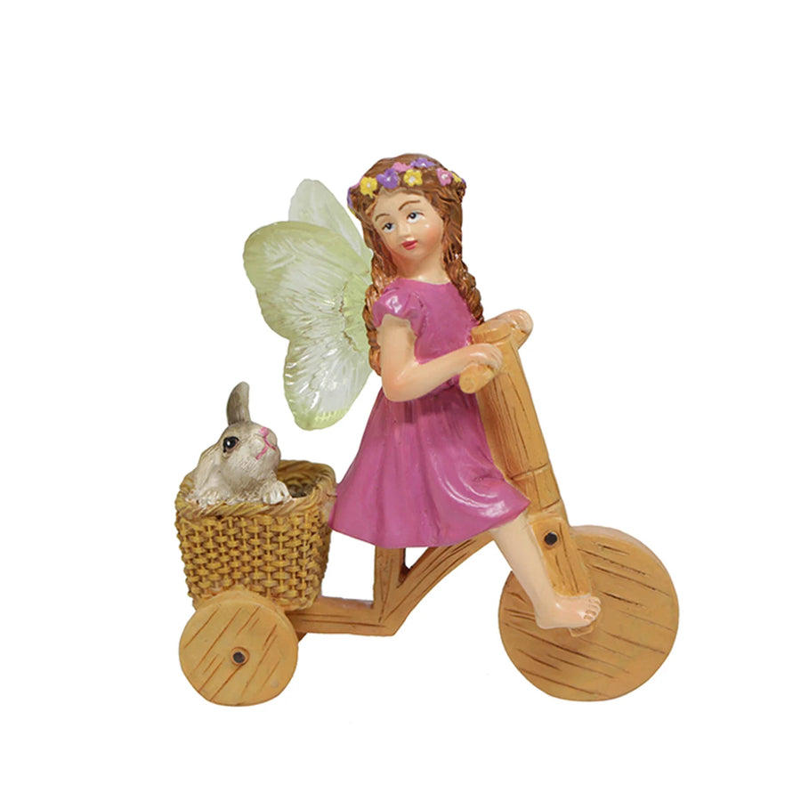 1 Fun Fairy Tale Statue, Mini Bicycle Fairy Tale Garden Statue Outdoor Sculpture, Resin Garden Decoration Outdoor Garden Lawn Ga