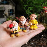 Set of 7 Miniature Fairy Garden Gnomes Dwarf Figurines Mini Resin Garden Gnomes Elf Figures Funny Bonsai Micro Statue Decoration