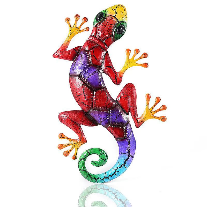 Metal Gecko Yard Garden Decoration for Outdoor Statues Home-Garden Wall Decor Miniature Accessories Sculpture Lizard Ornaments