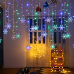 3.2M Christmas Snowflakes LED String Lights Flashing Fairy Curtain Lights Waterproof for Holiday Party Wedding Xmas Decoration