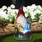 Outdoor Garden Resin Dwarf Statue Lighting Guide Solar Led Lantern Welcome Sign Flocking Dwarf Courtyard Lawn Large Decoration