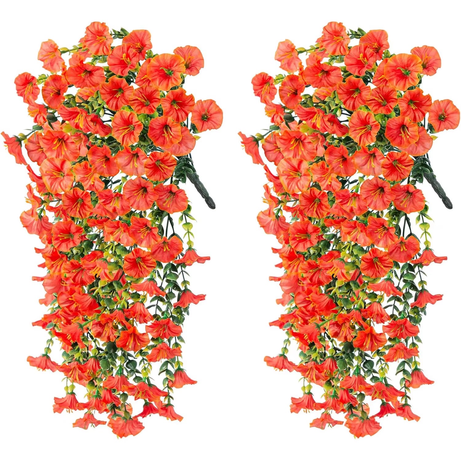 2Pcs Uv-Resistant Artificial Morning Glory & Eucalyptus Hanging Decor - Perfect for Home, Garden, Weddings | Versatile Outdoor