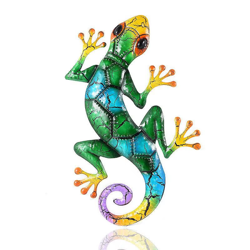 Metal Gecko Yard Garden Decoration for Outdoor Statues Home-Garden Wall Decor Miniature Accessories Sculpture Lizard Ornaments