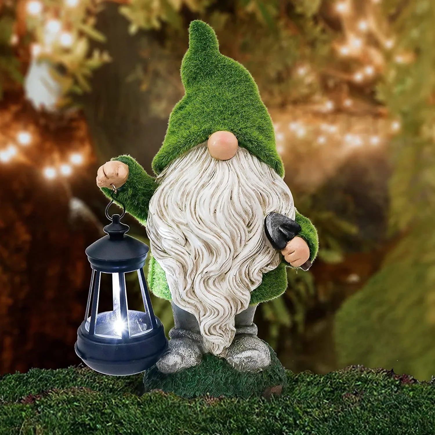 Outdoor Garden Resin Dwarf Statue Lighting Guide Solar Led Lantern Welcome Sign Flocking Dwarf Courtyard Lawn Large Decoration