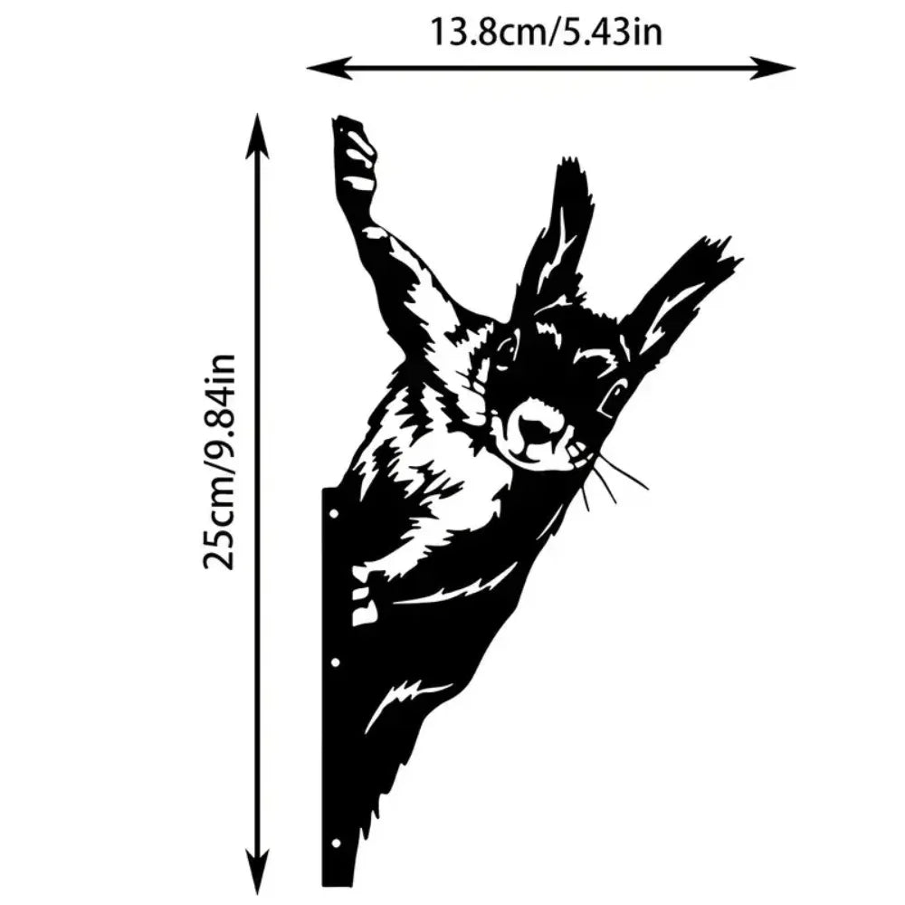 1Pc Rustic Squirrel Metal Tree Stake, Creative Iron Art Silhouette Decoration for Garden or Home
