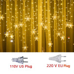 3.2M Christmas Snowflakes LED String Lights Flashing Fairy Curtain Lights Waterproof for Holiday Party Wedding Xmas Decoration