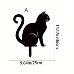 Exclusive Cute Cat Garden Decorative Silhouette - Tiki-Inspired Cat Family Garden Stakes | Perfect Outdoor Statues for Garden