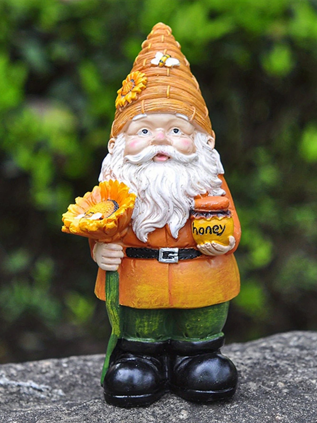 1Pc Fat Man Sunflower Gnome Dwarf Garden Resin Statue Ornament Outdoor Decoration Beekeeper Crafts