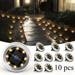 10Pcs Solar-Powered 8 LEDS Ground Lights Waterproof Outdoor for Villa Park Yard Driveway Landscape Sun Lamp In-Ground Lighting