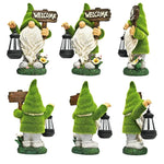 Outdoor Garden Resin Dwarf Statue Lighting Guide Solar Led Lantern Welcome Sign Flocking Dwarf Courtyard Lawn Large Decoration