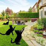 Exclusive Cute Cat Garden Decorative Silhouette - Tiki-Inspired Cat Family Garden Stakes | Perfect Outdoor Statues for Garden