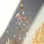 Crystal Moon Amethyst Rainbow Suncatcher Hanging Crystals Stone Sun Catcher Light Catcher Xmas Window Garden Ornaments Outdoor