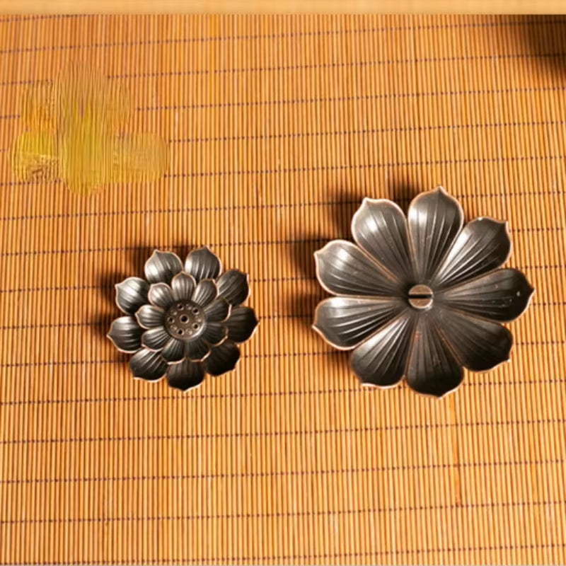 2 in 1 Alloy Incense Burner Metal Sandalwood Incense Sticks Holder Buddhism Zen Lotus Sticks Incense Censer Nasturtium Ashtray