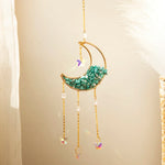 Crystal Moon Amethyst Rainbow Suncatcher Hanging Crystals Stone Sun Catcher Light Catcher Xmas Window Garden Ornaments Outdoor