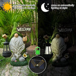 Outdoor Garden Resin Dwarf Statue Lighting Guide Solar Led Lantern Welcome Sign Flocking Dwarf Courtyard Lawn Large Decoration