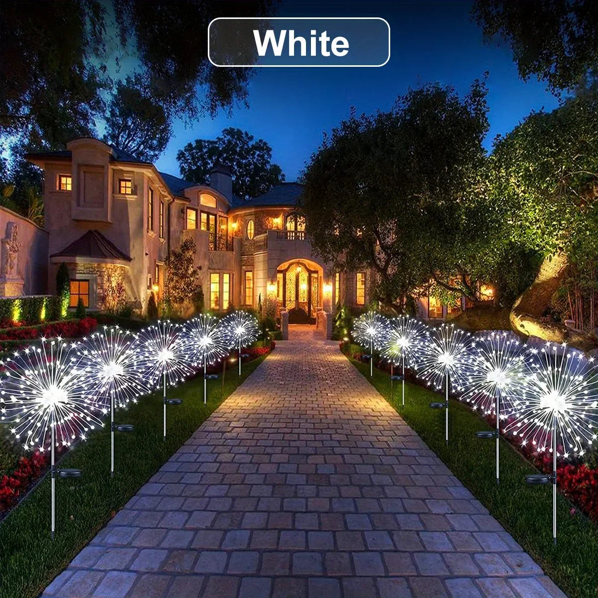 60LED Solar Fireworks Garden Lights Outdoor Waterproof with 8 Lighting Modes Remote Control Decorative Light