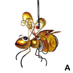 Solar Iron Insect Statue with LED Fairy Light Outdoor Waterproof Hanging Tree Ornament for Fence Yard Courtyard Garden Art Decor