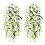 2Pcs Uv-Resistant Artificial Morning Glory & Eucalyptus Hanging Decor - Perfect for Home, Garden, Weddings | Versatile Outdoor