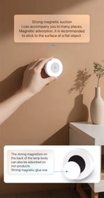 Energy Saving Led Touch Sensor Night Lights USB Rechargeable Magnetic Wall Light Room Aisle Bedroom round Portable Night Lamp