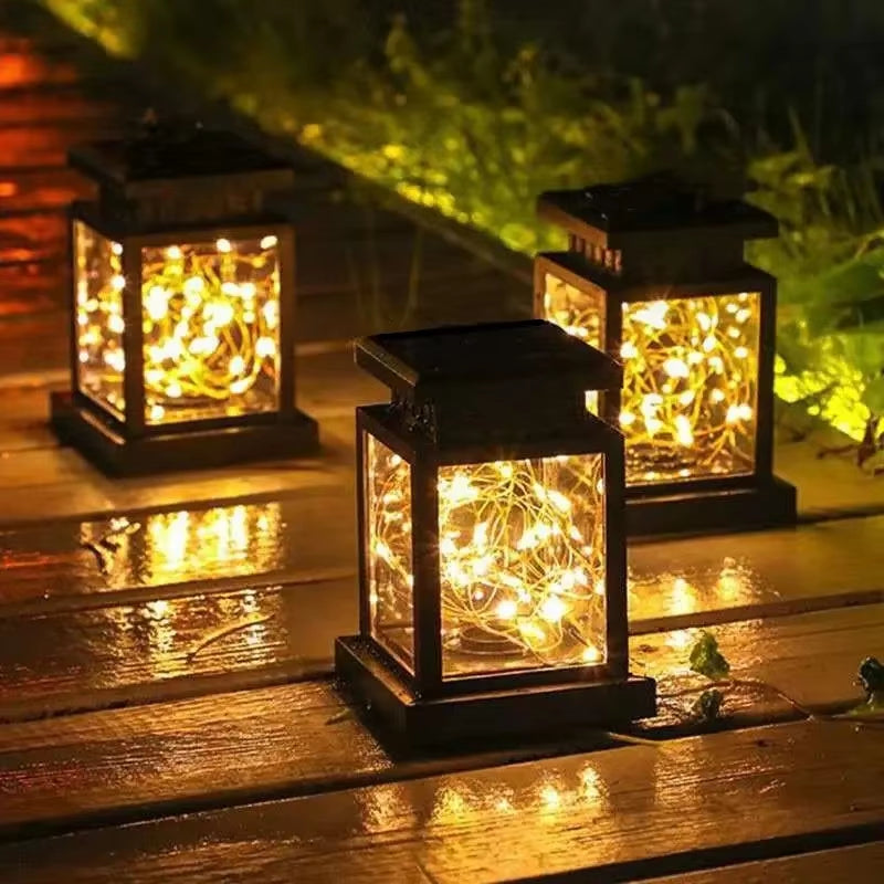 1Pc Solar Lantern Outdoor Garden Hanging Lanterns Waterproof LED Mission Lights for Table Party Decorative Patio Yard Lawn