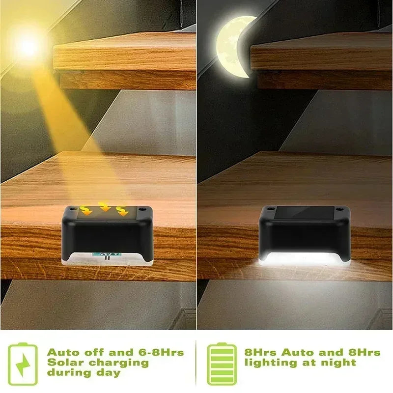 Solar Deck Lights Outdoor Step Lights Waterproof Led Solar Lights for Railing Stairs Fence Yard Patio and Pathway Plant Lighting