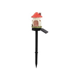 1Pc Creative Solar Resin Mushroom House Light, Waterproof Small House Led Floor Plug Light for Outdoor Garden Lawn Decoration