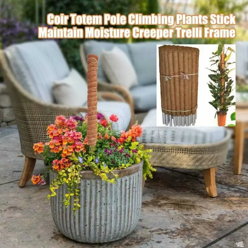 30/40/50Cm Plant Climbing Coir Totem Pole Safe Gardening Coconut Stick for Climbing Plants Vines and Creepers Plant Support