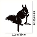 1Pc Rustic Squirrel Metal Tree Stake, Creative Iron Art Silhouette Decoration for Garden or Home