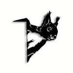1Pc Rustic Squirrel Metal Tree Stake, Creative Iron Art Silhouette Decoration for Garden or Home