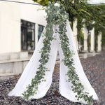 1Pc Artificial Eucalyptus Leaves Greenery Garland Faux Plant Spring Vines with White Flowers Berries for Wedding Home Party Deco