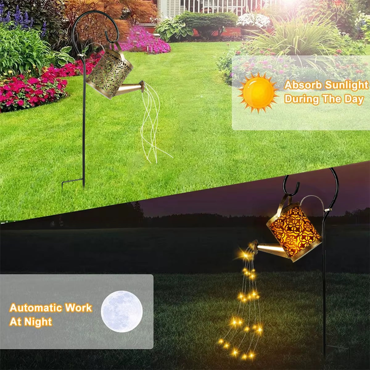 Solar Lanterns Watering Canoutdoor Watering Can Water Lawn Light 36LED Kettle String Light Iron Retro Garden Landscape Lights