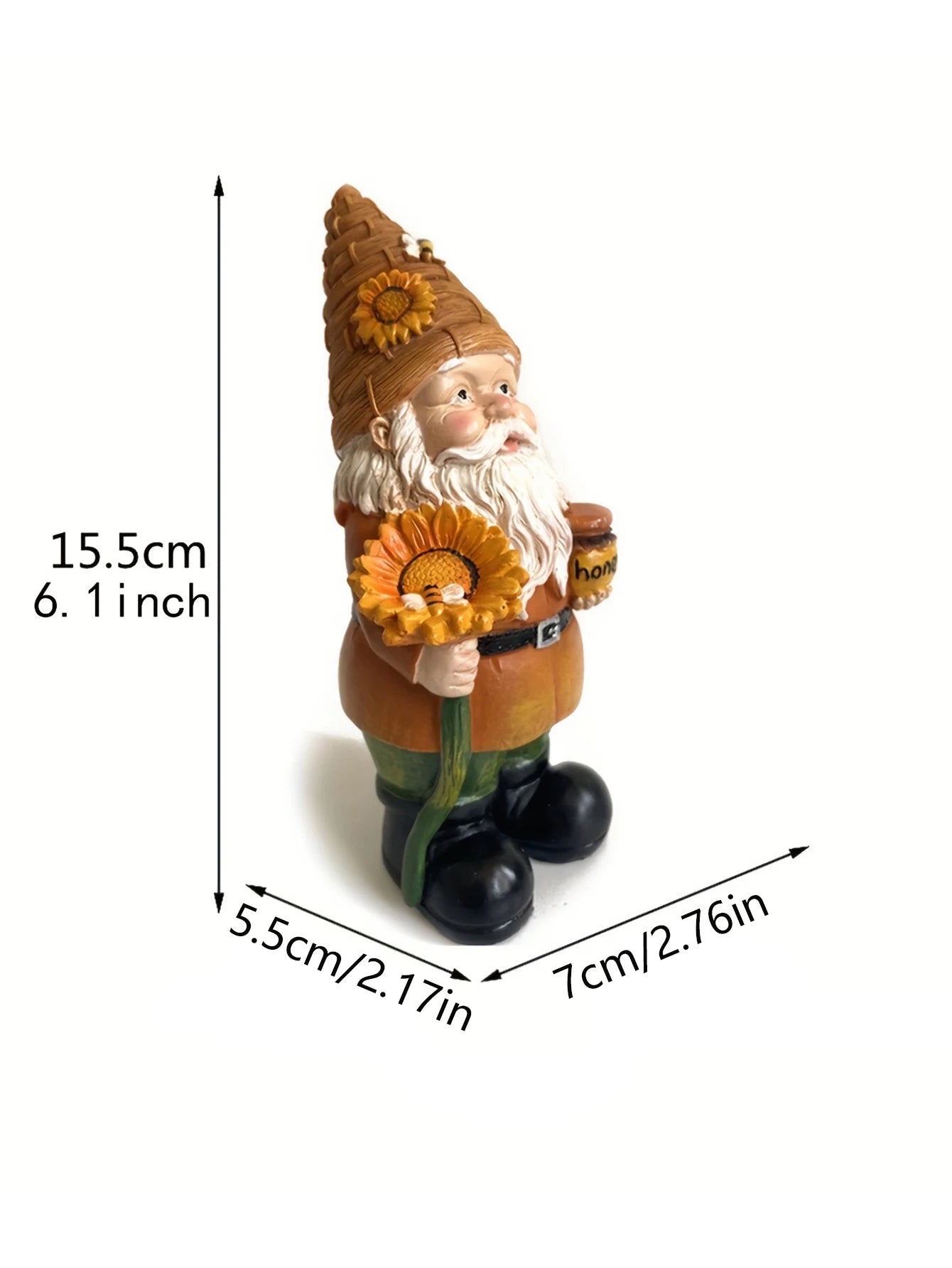 1Pc Fat Man Sunflower Gnome Dwarf Garden Resin Statue Ornament Outdoor Decoration Beekeeper Crafts