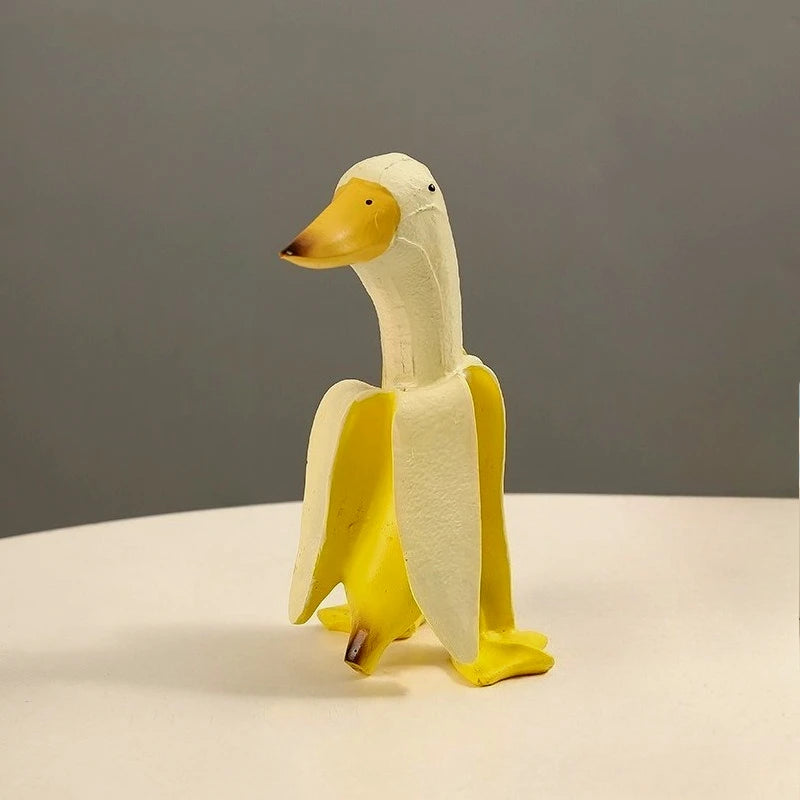 Banana Duck Creative Garden Decor Sculptures Yard Vintage Gardening Decor Art Whimsical Peeled Banana Duck Home Statues Crafts