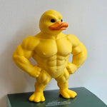 1Pc Muscle Duck Statue - 3D Desktop Decor, Cute Bookshelf Whimsical Figurine, Multifunctional Indoor/Outdoor Decoration