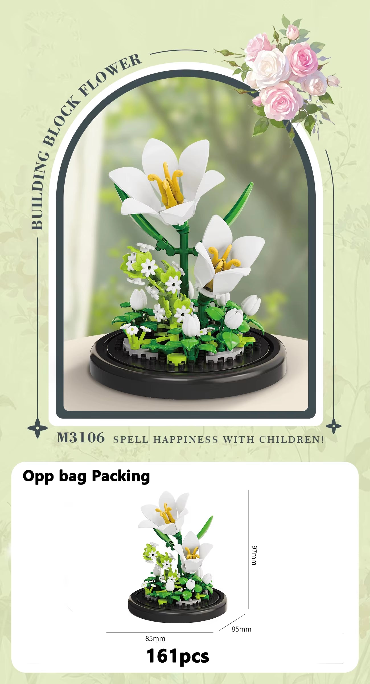Eternal Flower Bouquet Bonsai Potted Plant Micro Building Blocks Model Home Decoration Puzzle Toys Kids Birthday Christmas Gifts