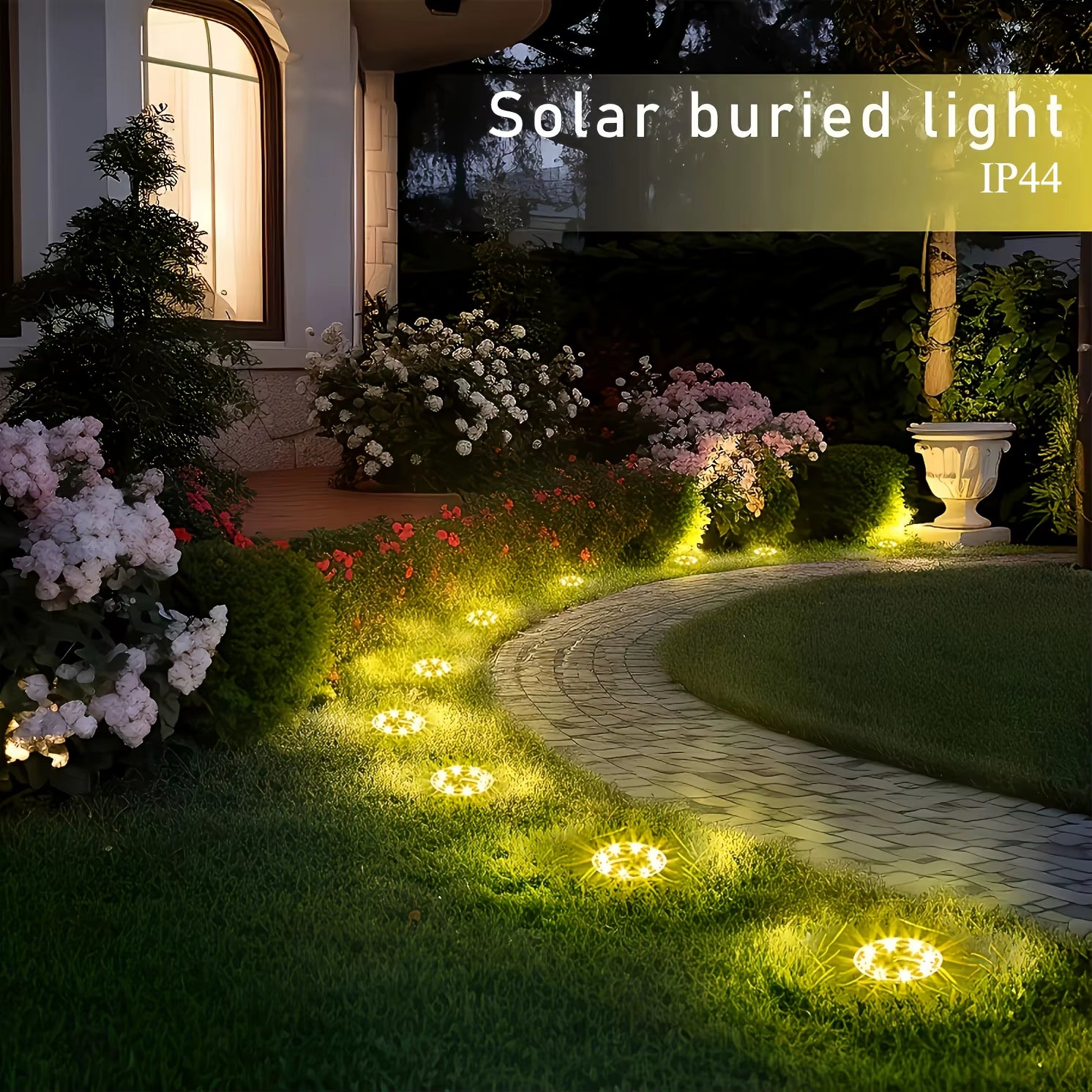 10Pcs Solar-Powered 8 LEDS Ground Lights Waterproof Outdoor for Villa Park Yard Driveway Landscape Sun Lamp In-Ground Lighting