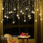 3.2M Christmas Snowflakes LED String Lights Flashing Fairy Curtain Lights Waterproof for Holiday Party Wedding Xmas Decoration