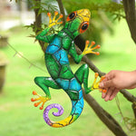 Metal Gecko Yard Garden Decoration for Outdoor Statues Home-Garden Wall Decor Miniature Accessories Sculpture Lizard Ornaments