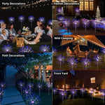 60LED Solar Fireworks Garden Lights Outdoor Waterproof with 8 Lighting Modes Remote Control Decorative Light