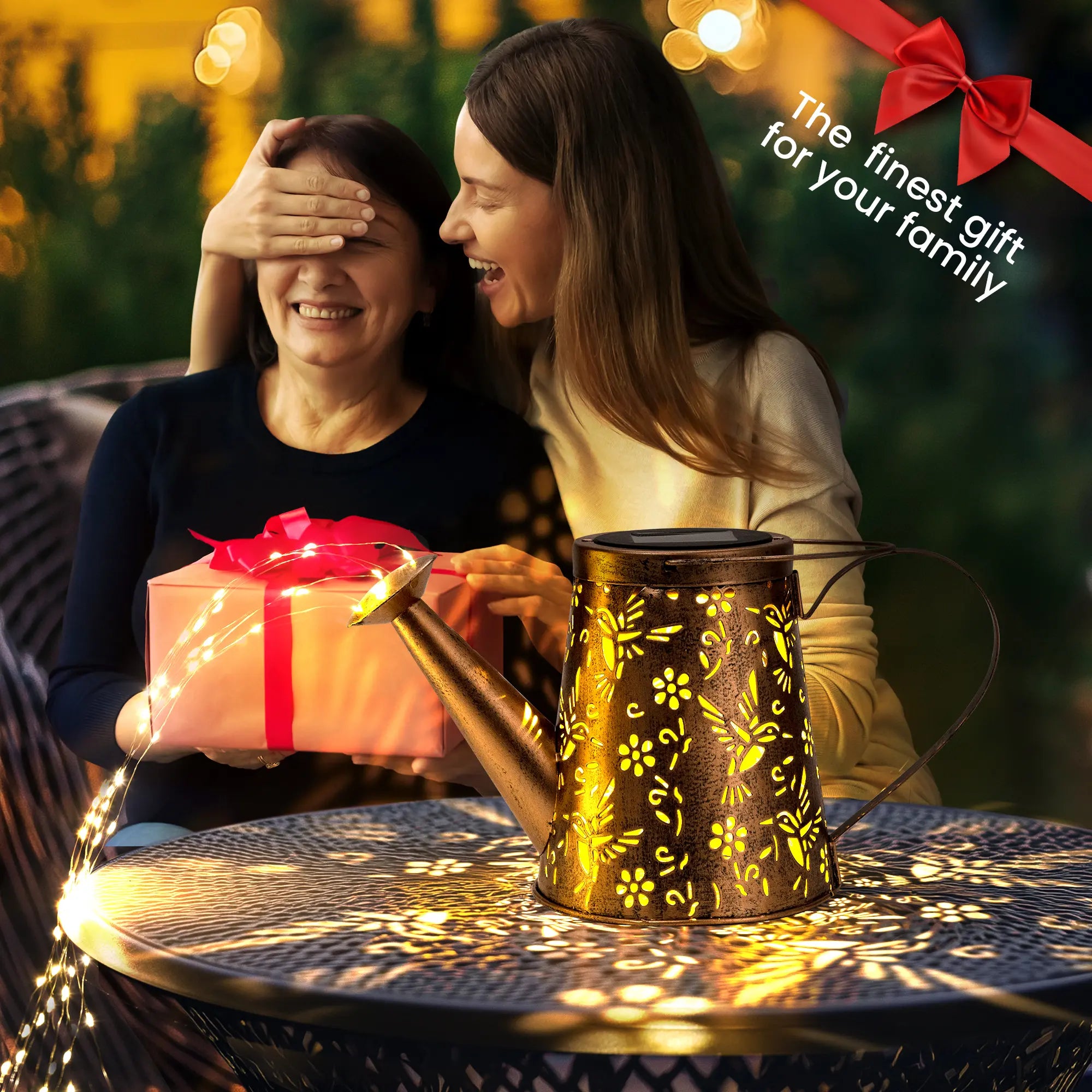 Solar Lights Outdoor Garden Decor, Large Lanterns Watering Can Lights Gardening Gifts for Mom Women Grandma Birthday, Hanging Lights Outdoor Decoration for Yard Porch Patio Backyard