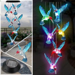 Hummingbird Solar Wind Chime Light LED Outdoor Solar Lantern Waterproof Automatic Changing Color for Home Garden Gift Christmas