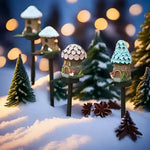 1Pc Creative Solar Resin Mushroom House Light, Waterproof Small House Led Floor Plug Light for Outdoor Garden Lawn Decoration