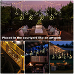 LED Decor Light Solar Moon Star Lights String Light Outdoor Waterproof Solar Powered Curtain Lights with 8 Modes Ramadan Hanging
