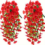 2Pcs Uv-Resistant Artificial Morning Glory & Eucalyptus Hanging Decor - Perfect for Home, Garden, Weddings | Versatile Outdoor