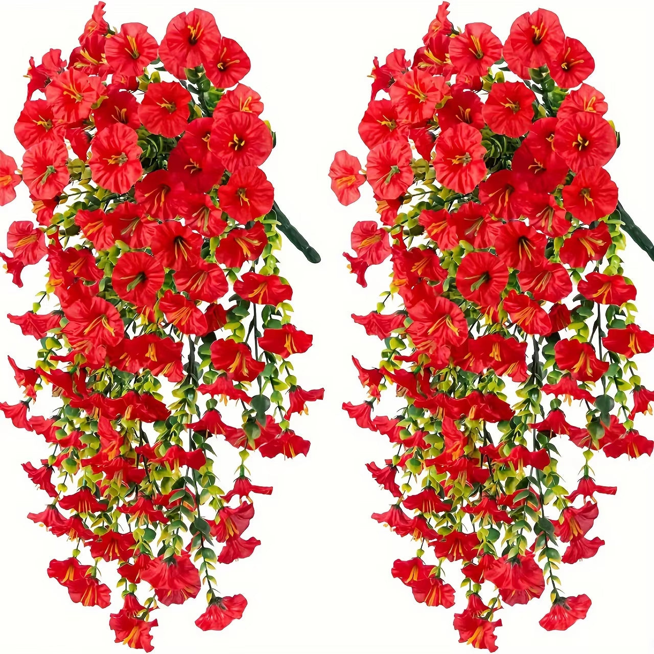 2Pcs Uv-Resistant Artificial Morning Glory & Eucalyptus Hanging Decor - Perfect for Home, Garden, Weddings | Versatile Outdoor