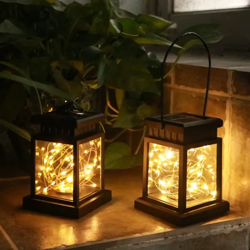 1Pc Solar Lantern Outdoor Garden Hanging Lanterns Waterproof LED Mission Lights for Table Party Decorative Patio Yard Lawn